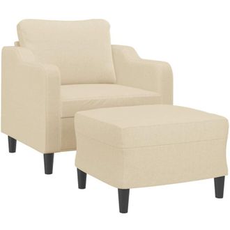 vidaXL Sill&oacute;n Con Taburete Tela Crema 60 Cm Vidaxl