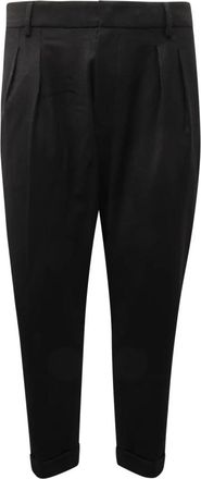 Dondup Wollen Broek met Omgeslagen Zoom - Heren - Nette broeken - Zwart - W30 - Wol - Broeken