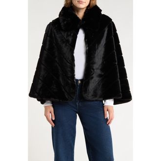 BCBGeneration Faux Fur Cape in Black at Nordstrom Rack