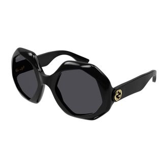Gucci GG1242S001 Geometric Full Rim Sunglasses - Black