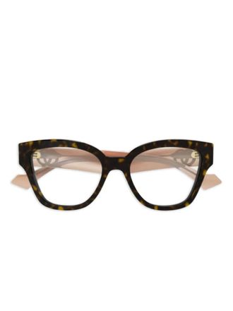 Gucci Occhiali da sole cat-eye con logo - Marrone