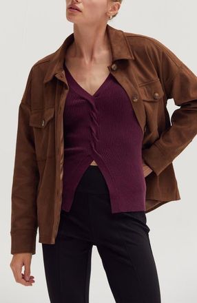 Crescent Faux Suede Shirt Jacket in Espresso at Nordstrom, Size X-Small