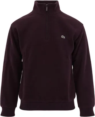 Lacoste Burgundy Oxalis High-Neck Half-Zip Sweatshirt