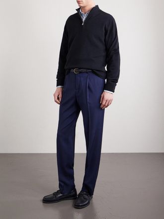 Sunspel Tapered Pleated Virgin Wool-Twill Trousers