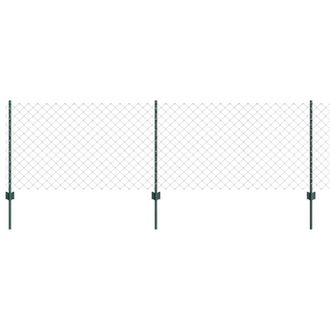 Berkfield Home Chain Link Fence with 10 U Posts Green 0.8x10 m Steel