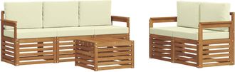 vidaXL Conjunto De Sof&aacute;s De Exterior 6 Uds. Natural Y Crema Vidaxl