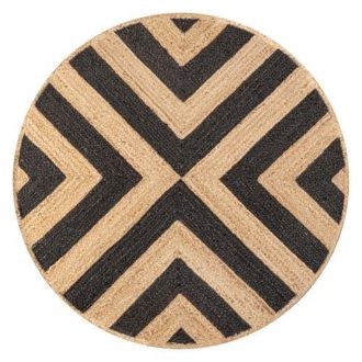 Jonathan Y Designs Piper Two-Tone Chevron Round Jute Round Area Rug in Black/natural at Nordstrom, Size 4Ft 0In X 4Ft 0In