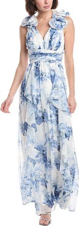 Eliza J Ruffle Strap Pleated Gown