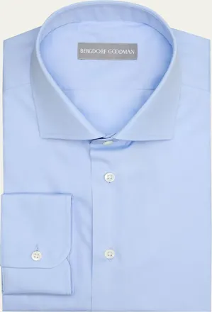Bergdorf Goodman Mens Cotton Poplin Solid Dress Shirt