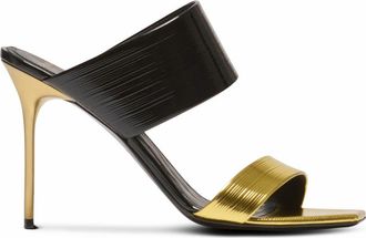 Balmain Pb Mules In Striped Leather in Black at Nordstrom, Size 38 Eu