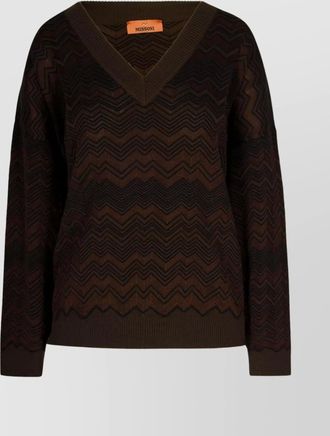 Missoni chevron pattern long sleeve knitwear top