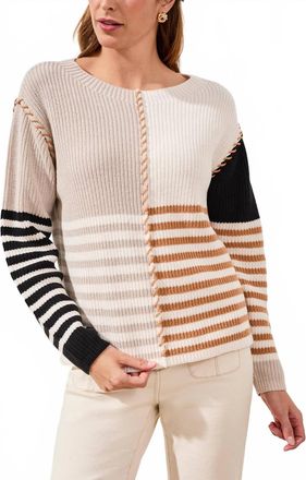 Tribal Multi Stripe Boat Neck Sweater In Quartz