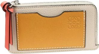 Loewe Pre-owned Wallets, female, Beige, Size: ONE SIZE Pre-owned Soft Grained Calfskin Coin Card Holder
