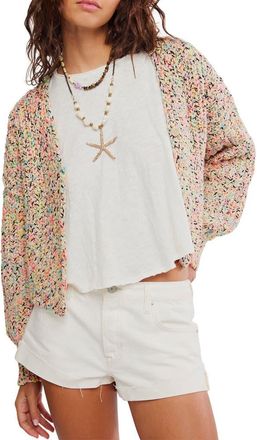 Free People Flea Market Crop Cardigan in Neon Sand Combo at Nordstrom, Size X-Small