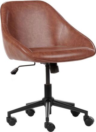 Beliani Beliani - Stylish Faux Leather Office Chair Adjustable Swivel Function Metal Legs Brown Bardsdale
