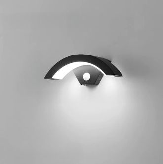 No Brand Aplique Led De Pared Con Sensor De Movimiento, Resistente Al Agua, De Forma Arqueada En Color Negro, Ideal Para Entradas, Patios, Garajes, Balcones Y 