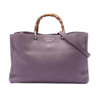 Gucci Pre-owned Tote Bags, female, Purple, Size: ONE SIZE Pre-owned Bamboo Satchel