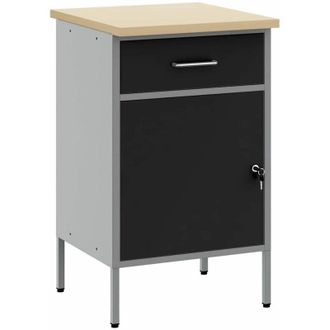 vidaXL Banco De Trabajo Con Caj&oacute;n Negro Y Gris 50 X 55 X 85 Cm Vidaxl