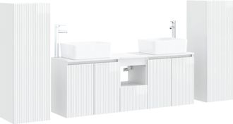 vidaXL Juego De Muebles De Ba&ntilde;o 5 Uds. Blanco Brillante Vidaxl