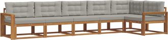 vidaXL Conjunto De Sof&aacute;s De Exterior 6 Uds. Natural Y Gris Claro Vidaxl