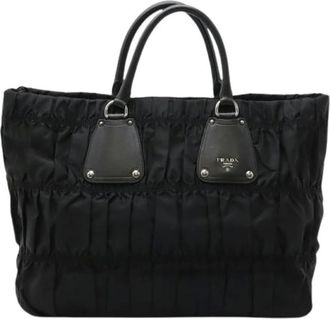 Prada Pre-owned Tote Bags, female, Black, Size: ONE SIZE Pre-owned Nylon Tote Bag