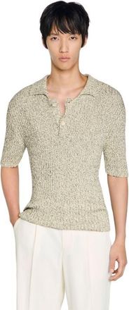 Sandro Marl cotton knit polo shirt in White /Black at Nordstrom, Size Xx-Large