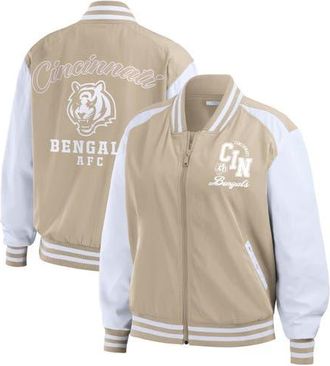WEAR by Erin Andrews Womens WEAR by Erin Andrews Tan Cincinnati Bengals Tonal Full-Zip Bomber Jacket at Nordstrom, Size Xx-Large