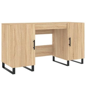 Berkfield Home Desk Sonoma Oak 140x50x75 cm Engineered Wood in Light Oak | Size: 140 x 50 x 75 cm