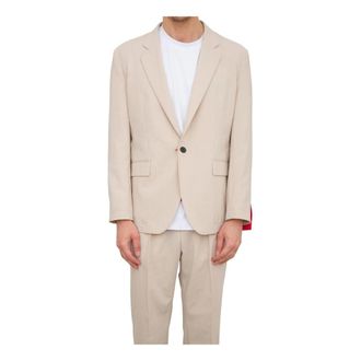 HUGO BOSS Jassen, Heren, Beige, S, Leer, Kris 242X1_Wg Single-Breasted Blazer
