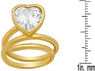 Steeltime 18K Gold Plated Crystal Heart Coiled Band Ring at Nordstrom Rack, Size 6