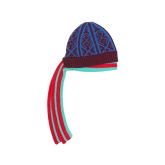 Dries Van Noten 4761 Geometric-Knit Muts - Dames - Accessoires - Veelkleurig - Maat: ONE Size Wol