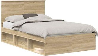 vidaXL Bed Frame with Headboard Sonoma 120 x 200 cm Solid Pine Wood vidaXL