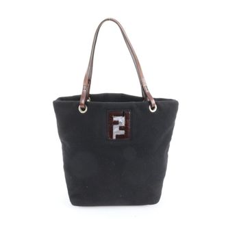 Fendi Black Leather Handbag Shoulder Bag Tote Bag (Pre-Owned)