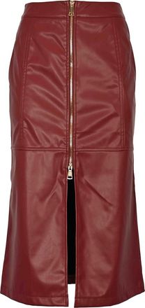 No Secrets World Leather-Effect Midi Skirt