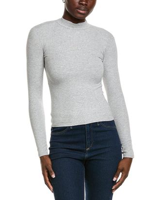perfectwhitetee Perfectwhitetee Mock Neck Rib T-Shirt