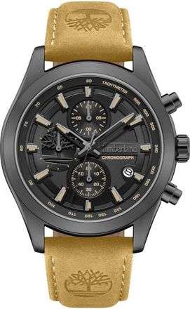 Timberland Ashmont Chronograph Leather Strap Watch, 44mm in Tan /Brown Light at Nordstrom