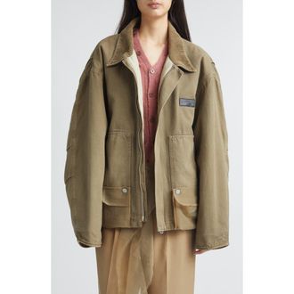 Magliano Cantiere Sheer Pocket Cotton Canvas Jacket in Khaki at Nordstrom, Size Medium