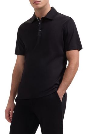 Bugatchi Three Button Performance Polo in Black at Nordstrom, Size Xx-Large