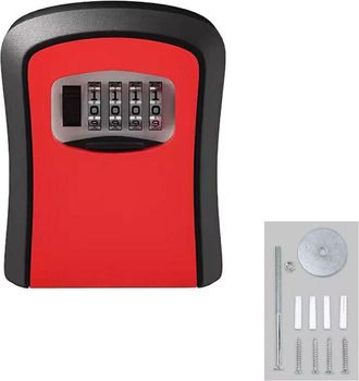 OEM Caja De Seguridad Para Llaves, Caja De Seguridad Para Llaves De Exterior, Caja De Seguridad Para Llaves De Pared Con C&oacute;digo De 4 D&iacute;gitos - Rojo