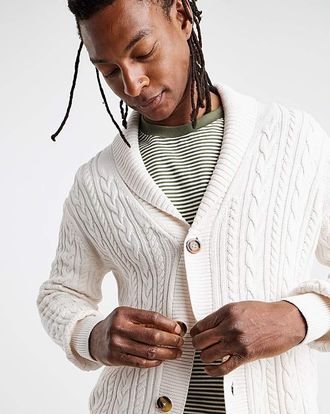 Jacamo Cable Knit Shawl Neck Cardigan