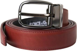 Dolce & Gabbana Bruin Leren Riem Metalen Gesp - Heren - Riemen - Bruin - ONE Size - Leer - Accessoires