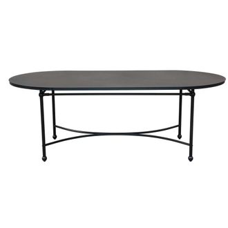 Maisons du monde Mesa de exterior ovalada de acero negro para 8 personas de 210 cm