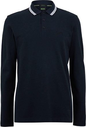 HUGO BOSS Mens Hbg Plisy Long Sleeve Polo in Navy - Size X-Large