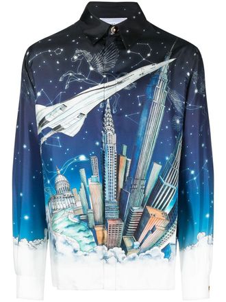 Casablanca Camicia con stampa - 05 VOL DE NUIT