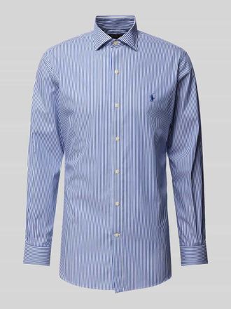 Polo Ralph Lauren Slim Fit Business-Hemd mit Logo-Stitching in Royal, Gr&ouml;&szlig;e 43