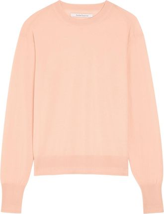 Another Tomorrow Crew-neck Fine-knit T-shirt - Pink - S (UK8-10 / S)