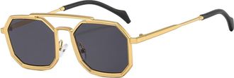 Generic Mens And Womens Metal Driving Sunglasses Outdoor Vacation Sports Sun Glasses(Gold)