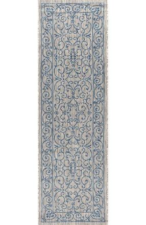 Jonathan Y Designs Charleston Vintage Filigree Textured Weave Indoor/Outdoor Area Rug in Gray/navy at Nordstrom, Size 5Ft 0In X 8Ft 0In