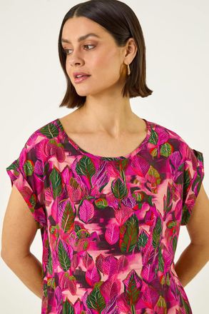 Roman Leaf Print Shell Top