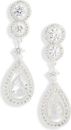 Nordstrom Rack Cubic Zirconia Halo Teardrop Earrings in Clear- Silver at Nordstrom Rack
